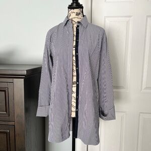 J. Crew Slim Fit Blue and White Striped Button Down Shirt Tunic Size 6 